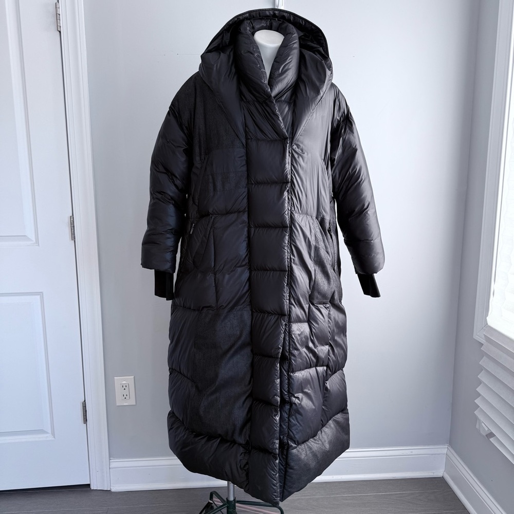 The Eight Senses Black Oversized Cloud Down Puffer Coat Full Length Hooded L OS - Picture 2 of 16